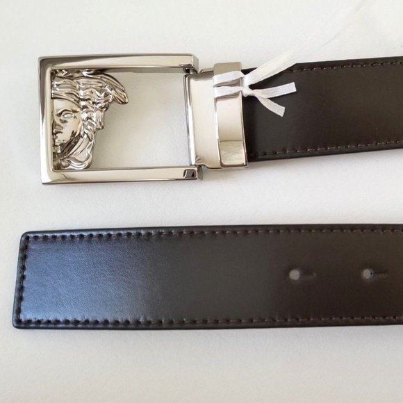 NEW Versace Collection 3D Logo Leather belt Brown - Picture 4 of 8